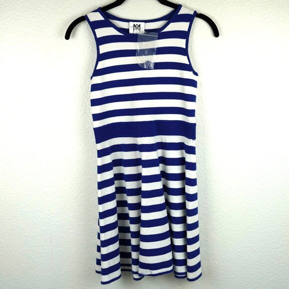 NWT‎ Milly Minis Blue White Striped Fit & Flare Dress Girls 14 - Picture 2 of 9